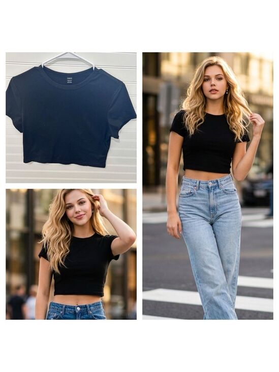 SHEIN Tops - SHEIN Classic Black Crop Top